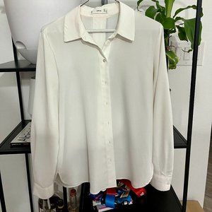 White relaxed button down shirt